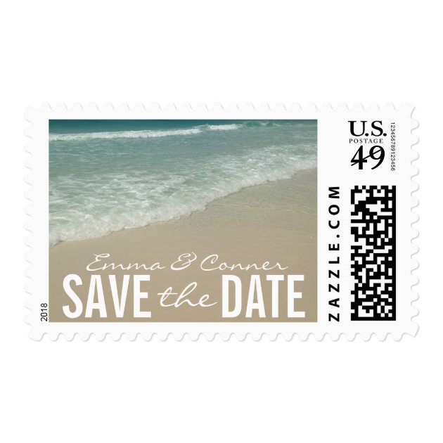 Tropical Beach Wedding Save The Date Postage Stamp