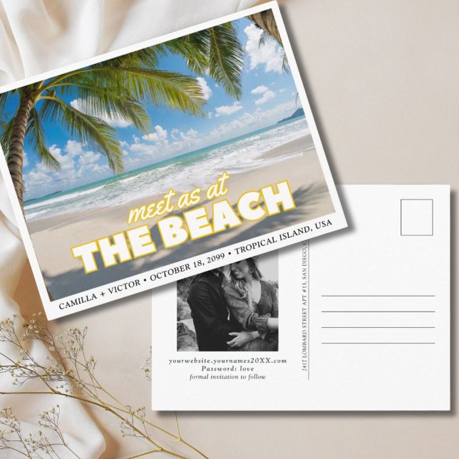 Tropical Beach Wedding Save the Date Postcard (Tropical Beach Wedding Save the Date Postcard
)