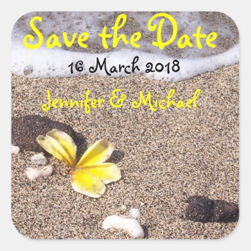 Tropical Beach Wedding  save the date Square Sticker