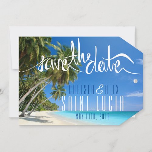 Tropical Beach Wedding Save the Date Tag