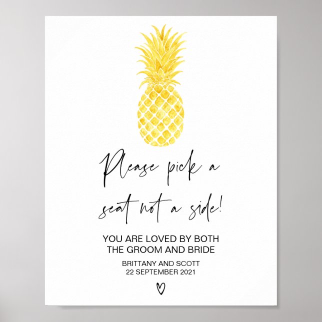 Tropical Beach Wedding Seating Chart Sign (Front)