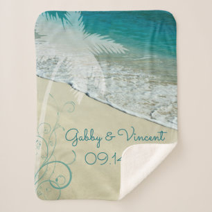 Tropical Beach Wedding Sherpa Blanket