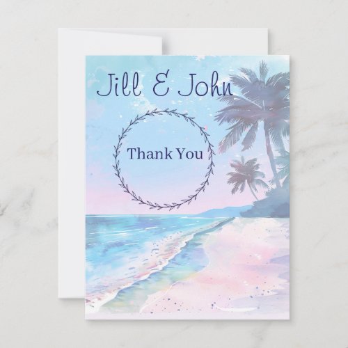 Tropical Beach Wedding Shower Thank You Card