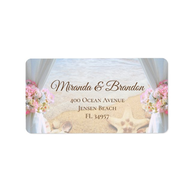 Tropical Beach Wedding Starfish Label (Front)