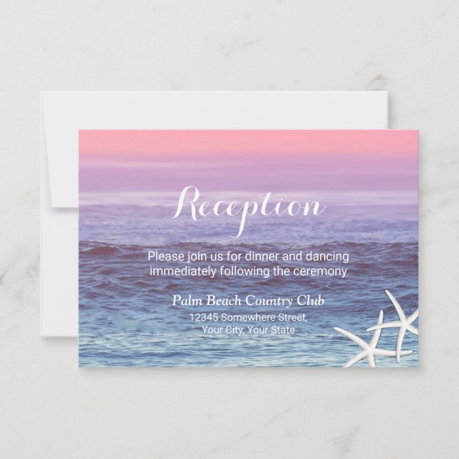 Tropical Beach Wedding Starfish Reception Invitation (Front)