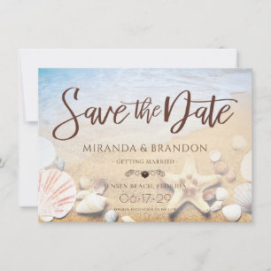 Tropical Beach Wedding Starfish Save the Date Card