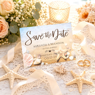 Tropical Beach Wedding Starfish Save the Date Card