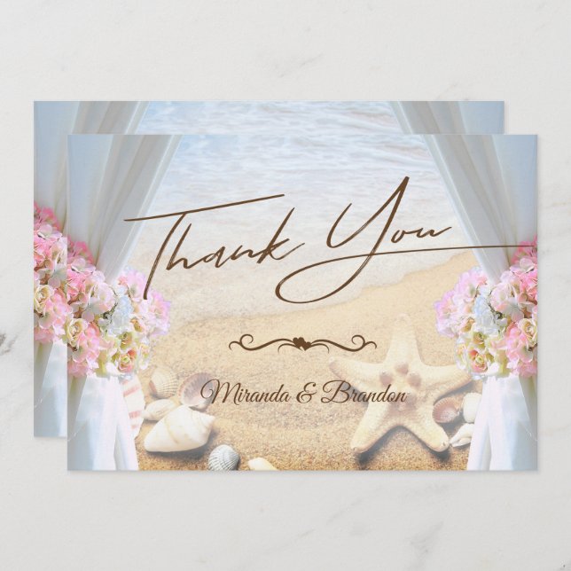 Tropical Beach Wedding Starfish Thank You Card (Front/Back)