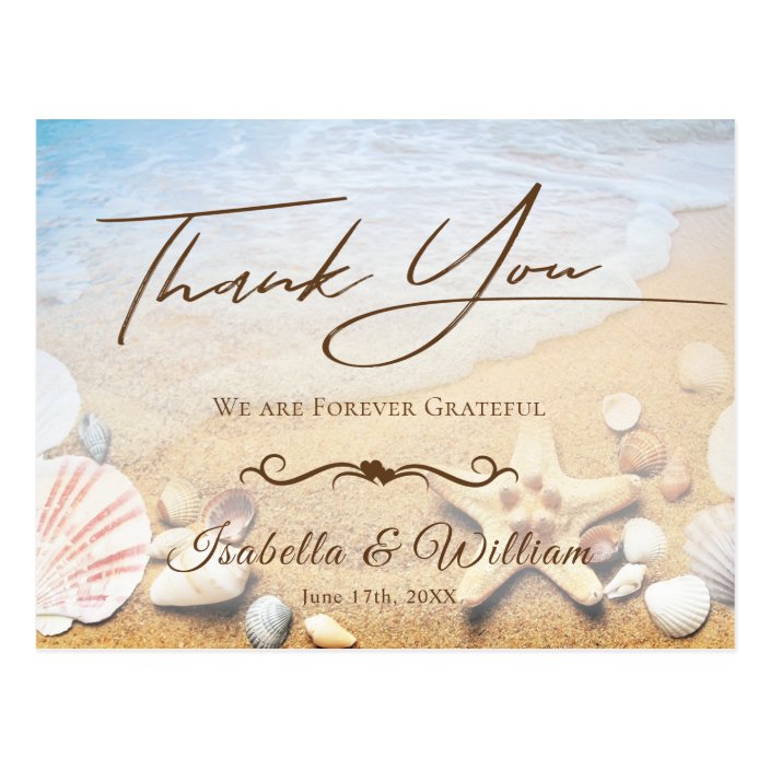 Tropical Beach Wedding Starfish Thank You Postcard