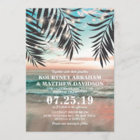 Tropical Beach Wedding | String of Lights Invitation