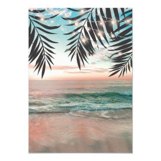 Tropical Beach Wedding | String of Lights Invitation