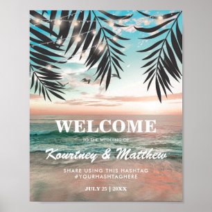 Tropical Beach Wedding String of Lights Poster