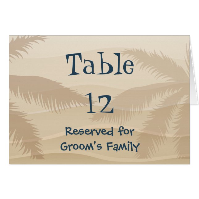 Tropical Beach Wedding Table Number (Front Horizontal)