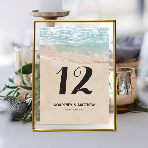 Tropical Beach Wedding Table Number