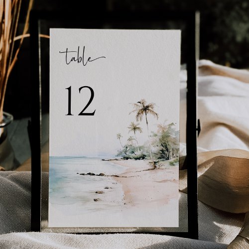Tropical Beach Wedding Table Number Card