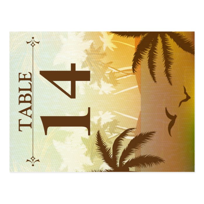 Tropical Beach Wedding Table Number Cards Post Cards