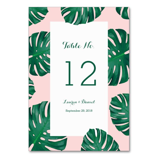 Tropical Beach Wedding Table Numbers Card