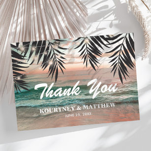 Tropical Beach Wedding Thank You Card