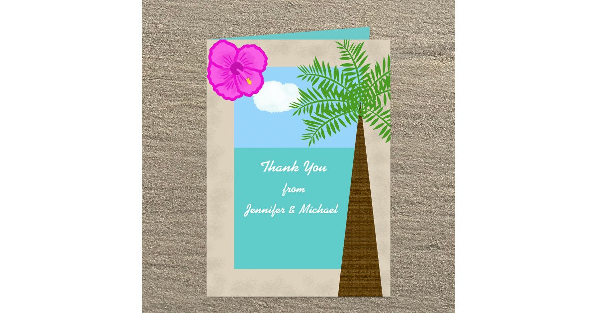 Tropical Beach Wedding Thank You Card | Zazzle