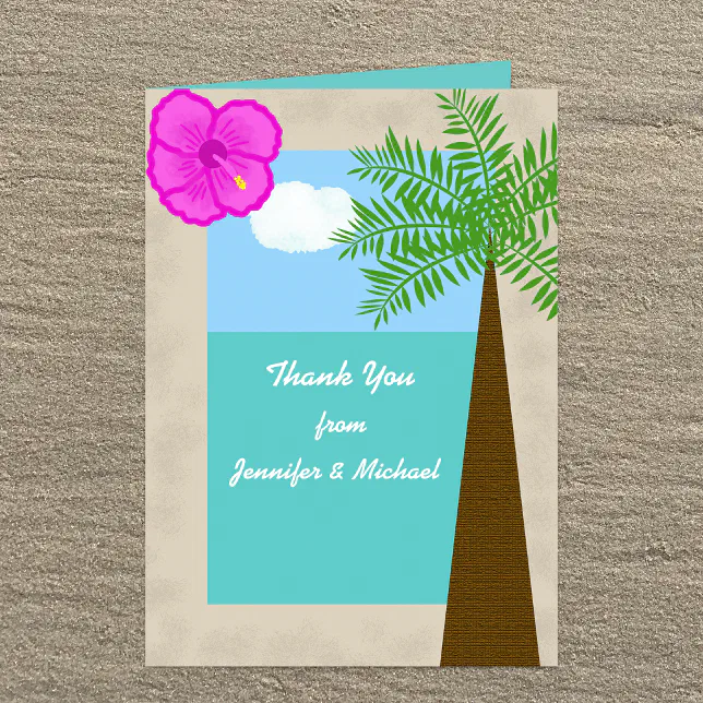 Tropical Beach Wedding Thank You Card | Zazzle