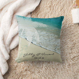 Tropical Beach Wedding Throw Pillow