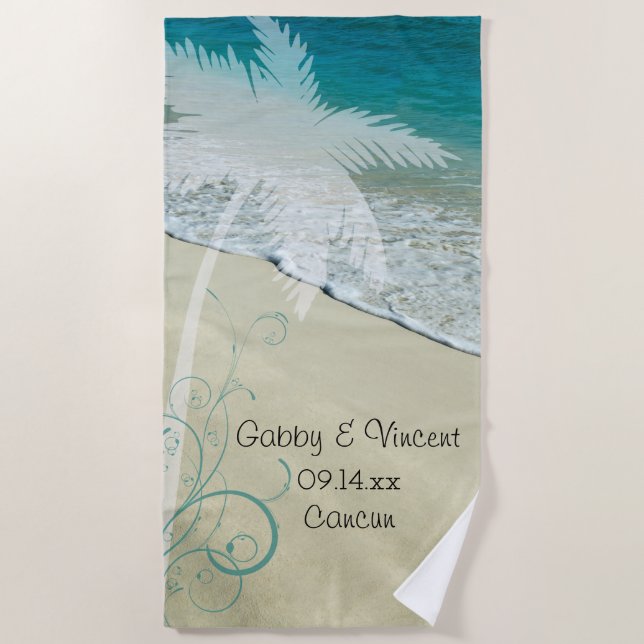 Tropical Beach Wedding Towel (Front)
