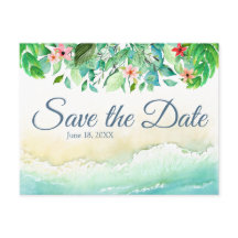 Tropical Beach Wedding Watercolour Save the Date