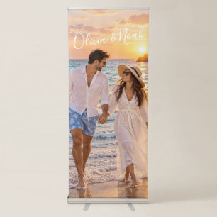 Tropical Beach Wedding Welcome Banner with Photo