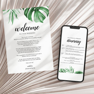 Tropical Beach Wedding Welcome Letter & Itinerary Invitation