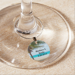 Beautiful Turquoise wedding wine glass charms for top table or favours decor 