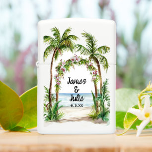 Tropical Beach Wedding Zippo Lighter