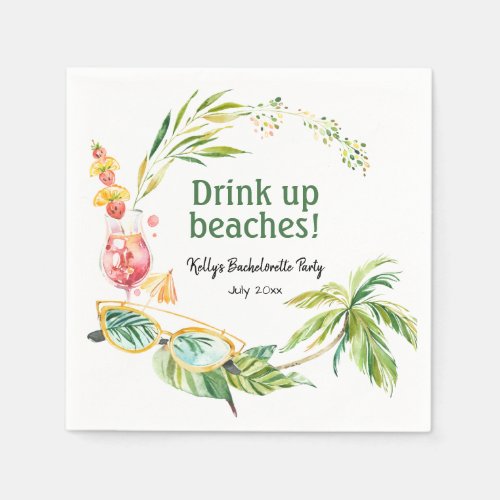 Tropical Beach Weekend Bachelorette Cocktail Napkins