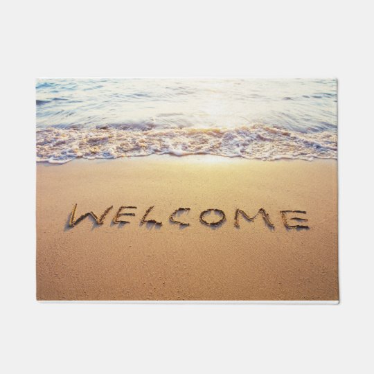 Tropical Beach Welcome Door Mat 18 X 24 Zazzle Tropical Beach Welcome Door Mat 18