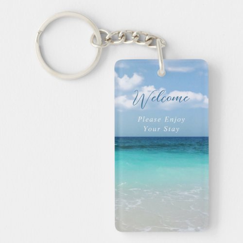 Tropical Beach Welcome Keychain