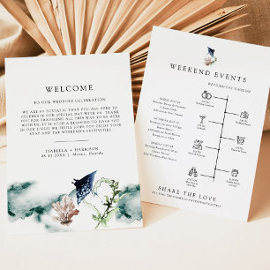 Tropical Beach Welcome Letter Timeline Card