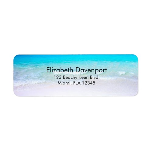 Tropical Beach with a Turquoise Sea Label