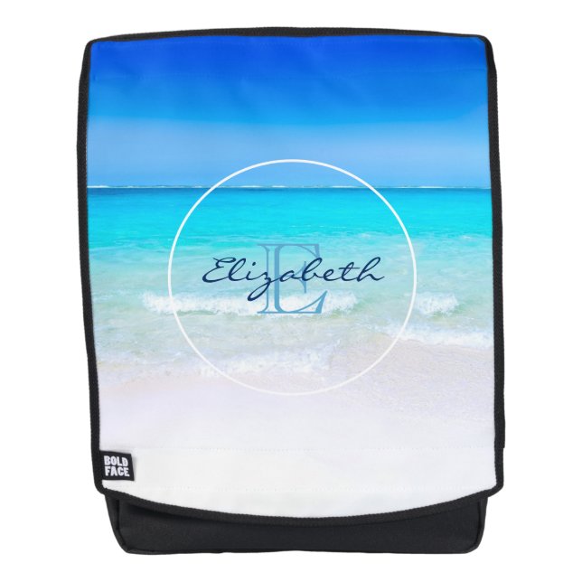 Tropical Beach with a Turquoise Sea Monogram Backpack (Front)