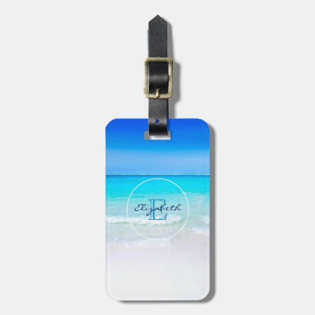 Tropical Beach With A Turquoise Sea Monogram Luggage Tag