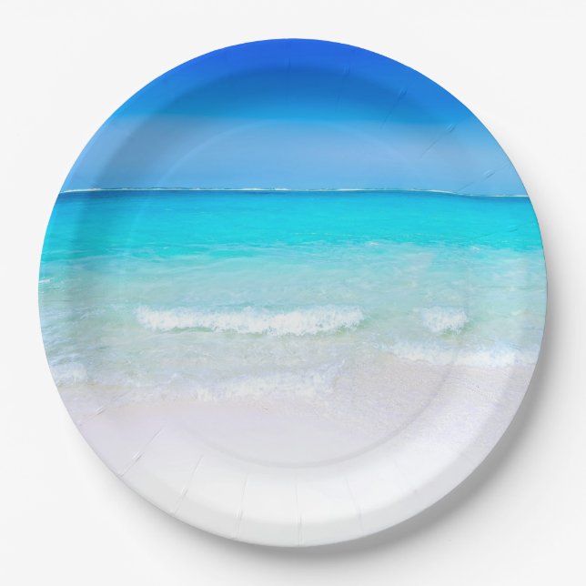 Tropical Beach with a Turquoise Sea Paper Plates (Front)