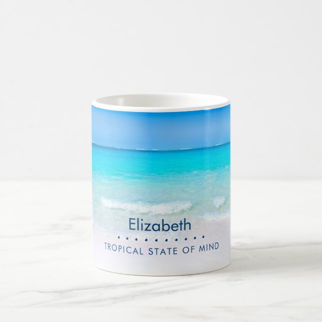 Tropical Beach with a Turquoise Sea Personalized Coffee Mug (Center)