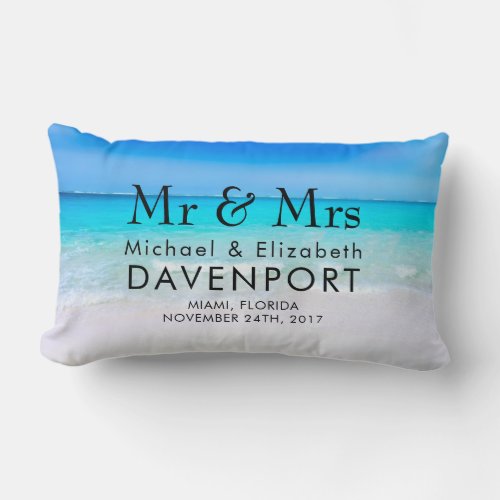 Tropical Beach with a Turquoise Sea Wedding Lumbar Pillow