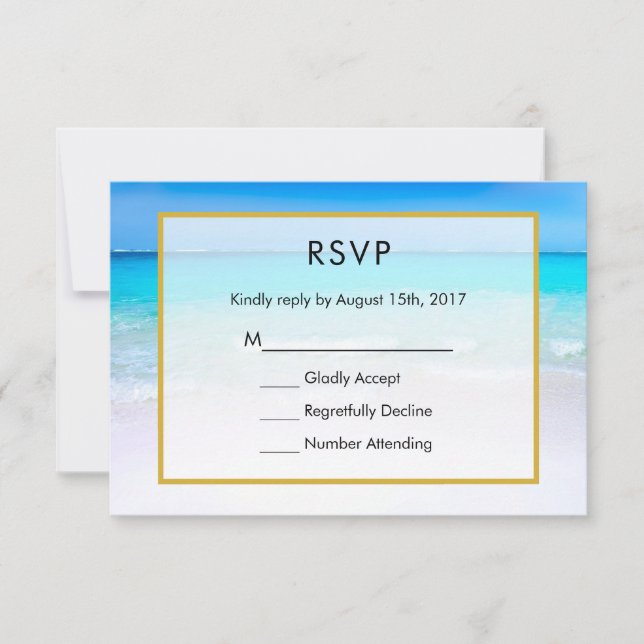 Tropical Beach with a Turquoise Sea Wedding RSVP (Front)