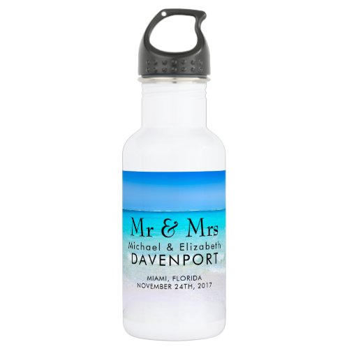 Tropical Beach with a Turquoise Sea Wedding Stainless Steel Water Bottle