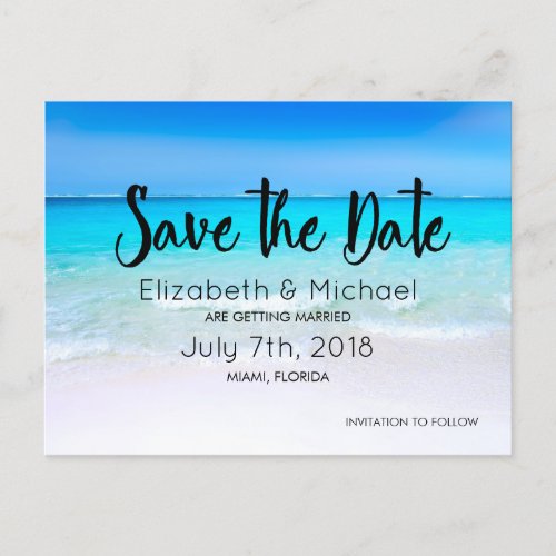Tropical Beach with a Turquoise Sea Wedding STD Announcement Postcard