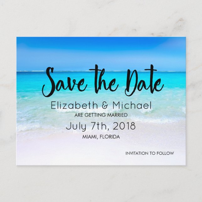 Tropical Beach with a Turquoise Sea Wedding STD Announcement Postcard (Front)