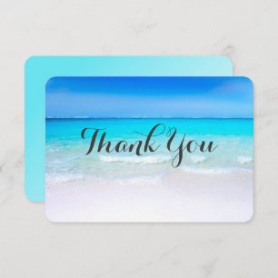 Tropical Beach with a Turquoise Sea Wedding Thanks Invitation