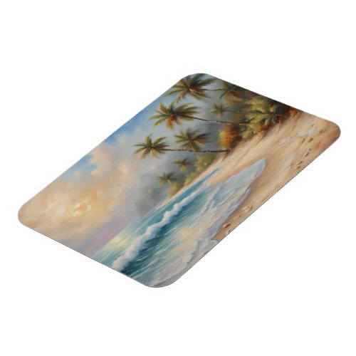 Tropical Beach With Palm Trees Magnet