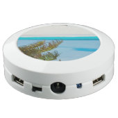 Tropical Beach with Palm Trees USB Charging Station (Angled Back)