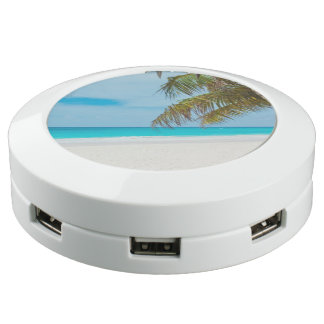 Tropical Beach with Palm Trees USB Charging Station