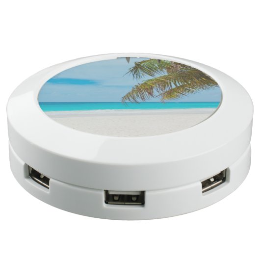 Tropical Beach with Palm Trees USB Charging Station (Angled)